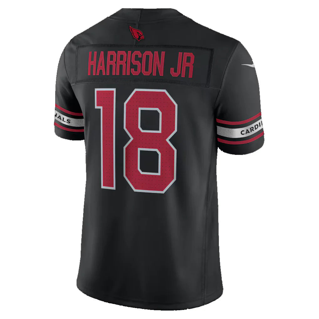 A.Cardinals #18 Marvin Harrison Jr. Black Alternate Vapor F.U.S.E. Stitched Limited Jersey