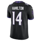 B.Ravens #14 Kyle Hamilton Black Alternate Vapor F.U.S.E. Stitched Limited Jersey