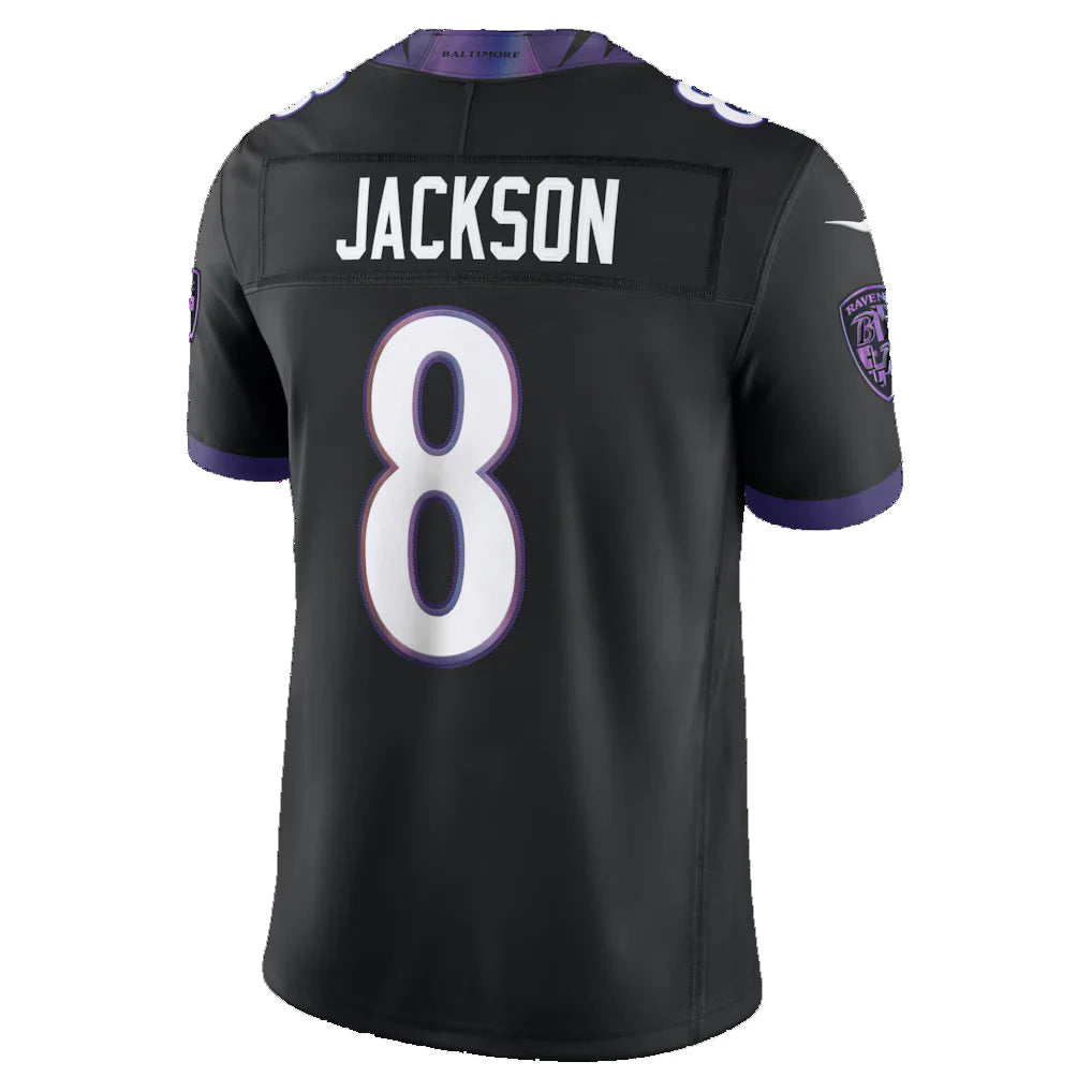 B.Ravens #8 Lamar Jackson Black Alternate Alternate Vapor F.U.S.E. Stitched Limited Jersey