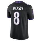 B.Ravens #8 Lamar Jackson Black Alternate Alternate Vapor F.U.S.E. Stitched Limited Jersey