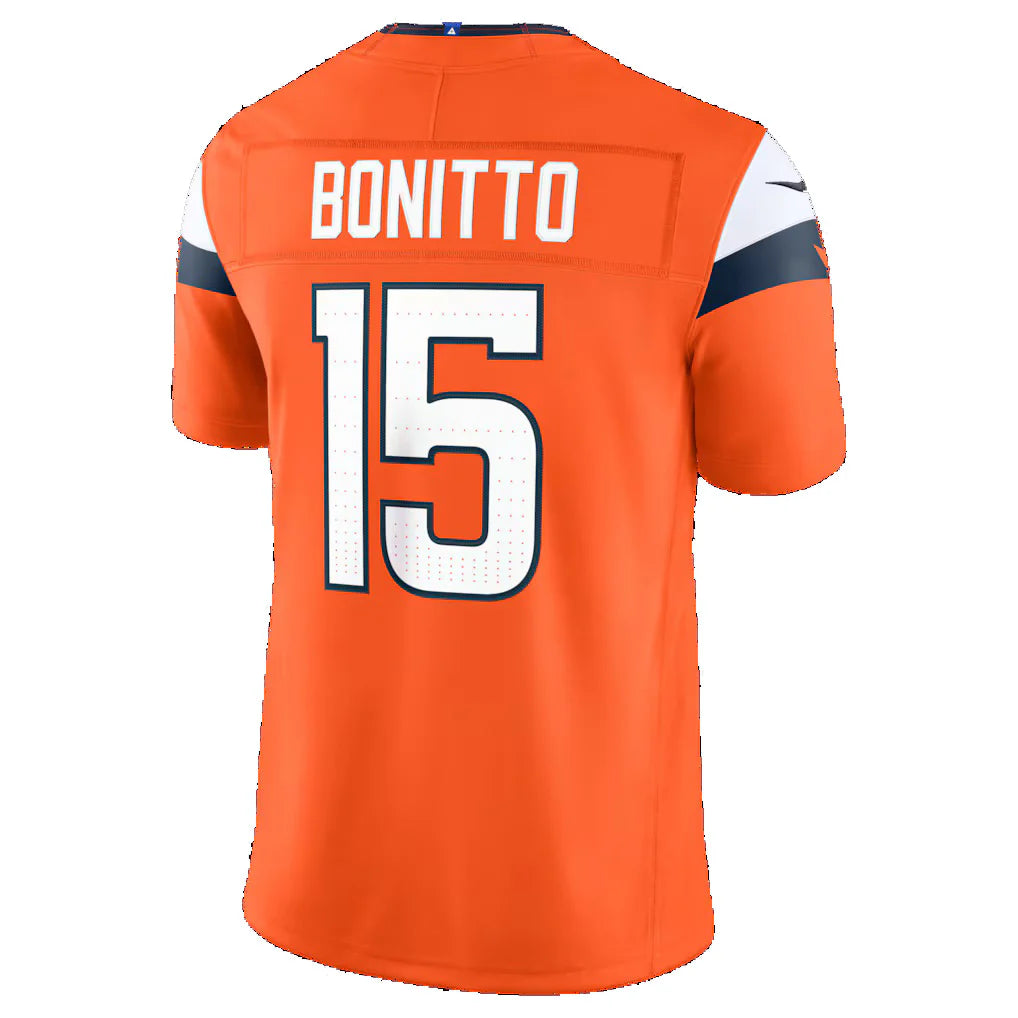 D.Broncos #15 Nik Bonitto Orange Team Vapor F.U.S.E. Stitched Limited Jersey