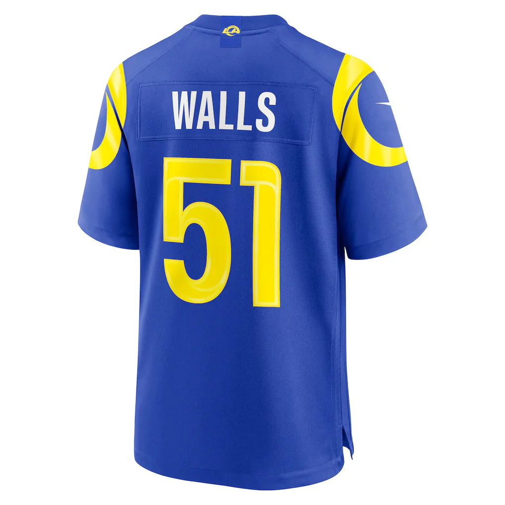 LA.Rams #51 Eddie Walls III Royal Game Jersey