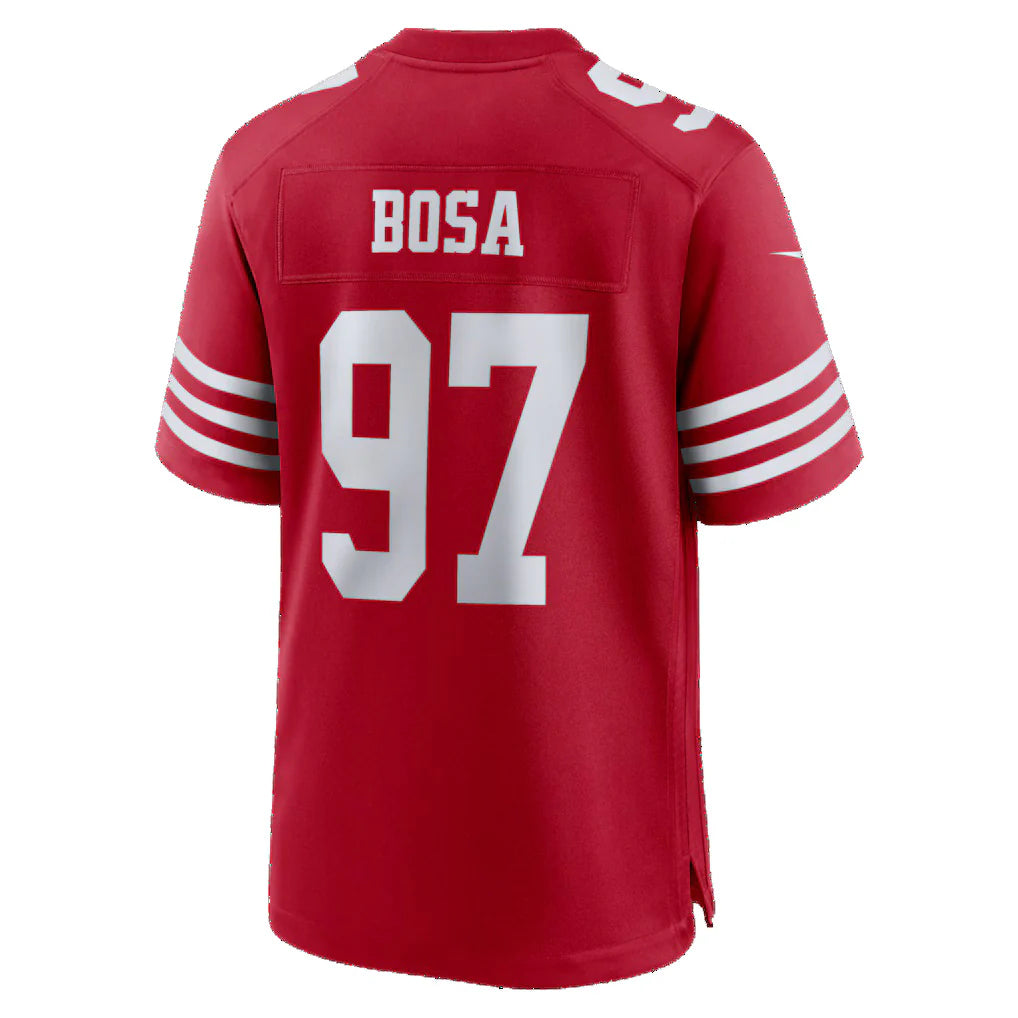 SF.49ers #97 Nick Bosa Scarlet 80th Anniversary Game Jersey